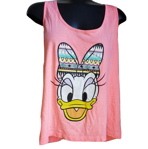 Disney | Daisy Duck Pattern Bow Bright Pink Tank